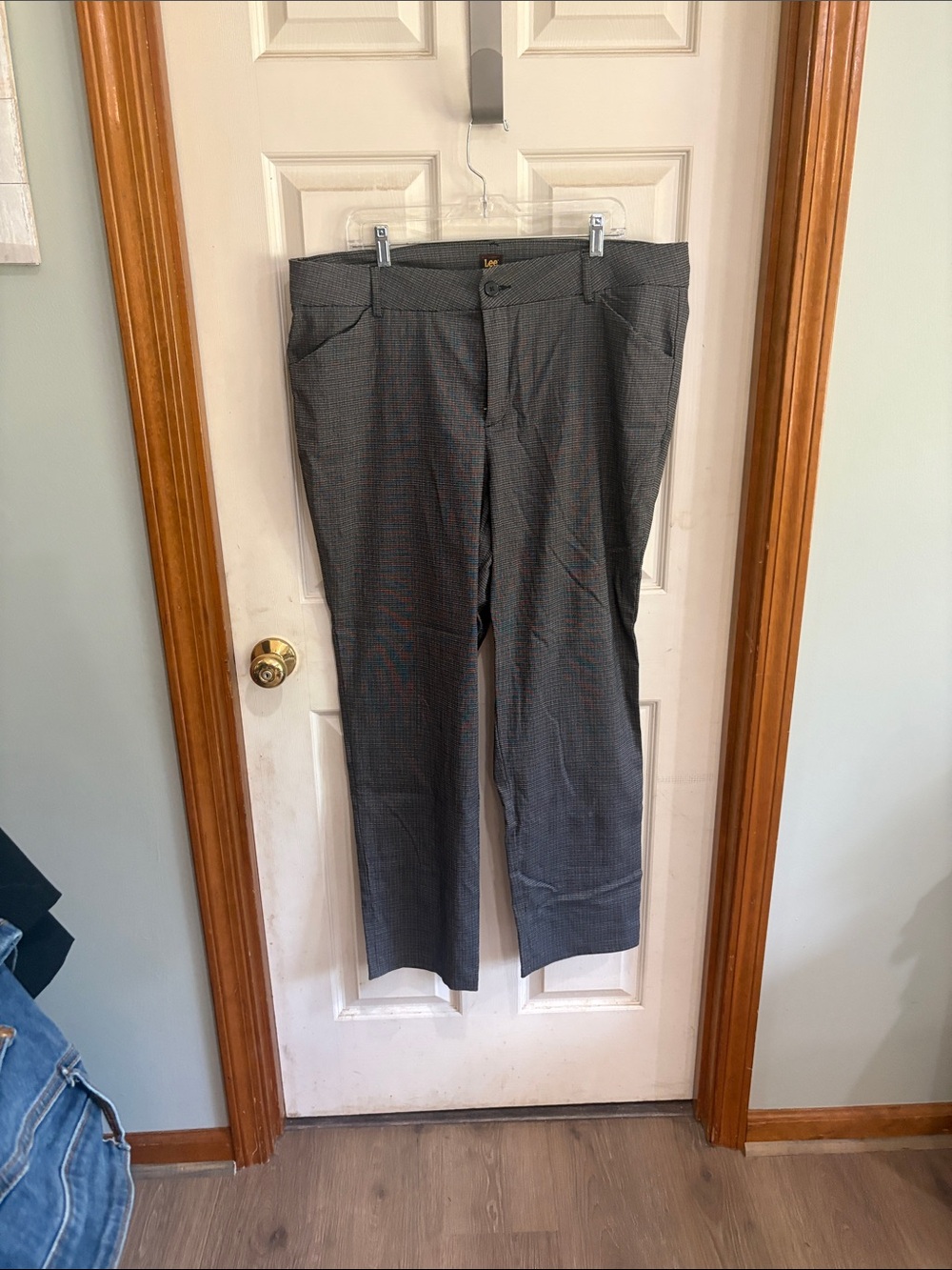 Lee Women's Boot Cut Dress Pants in Charcoal Plaid